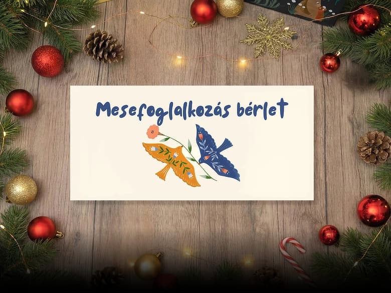 Mesefoglalkozás bérlet ajándékkártya karácsonyi díszek között