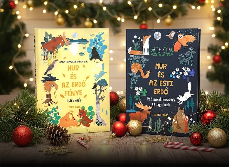 A két Mur mesekönyv karácsonyi díszek között